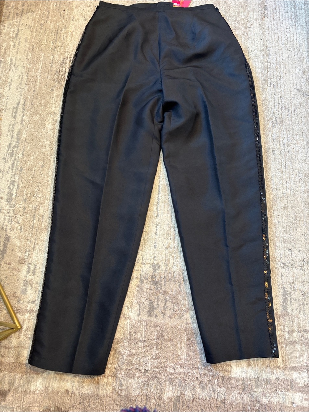 Sunny Leigh Black Men's Dress Pants with Sequin Side Stripe